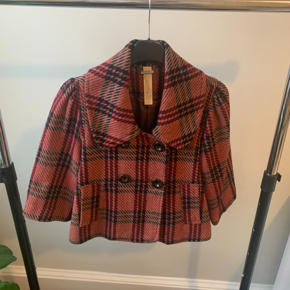 Cropped Red Plaid Anthropologie Jacket
